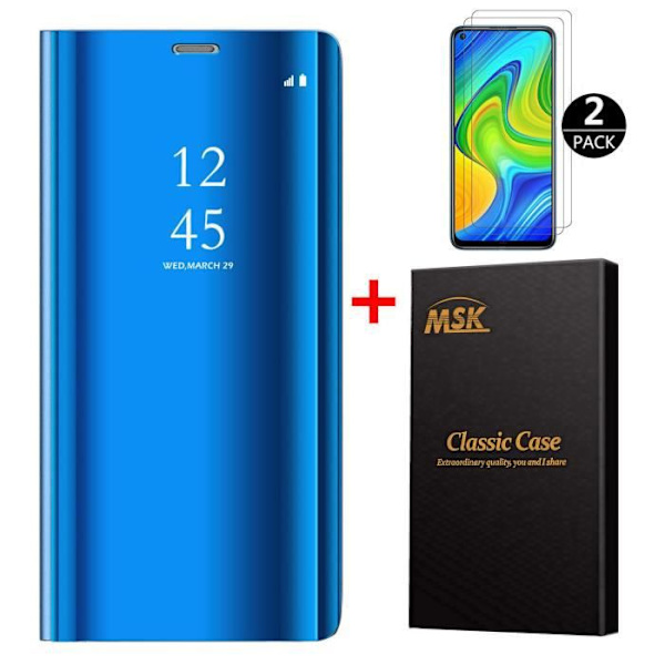 Fodral - Xiaomi - Redmi Note 9 - Spegel - Flip - Ställningsfunktion Blå