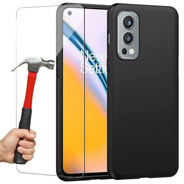 Beskyttelsesetui til Oneplus Nord 2 5G - E.F.CONNECTION - Blødt - Sort - Anti-Shock hærdet glas Svart