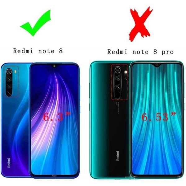 2-pack härdat glasfilm för Xiaomi Redmi Note 8 6,3" ultratunn anti-repa helfodral för Xiaomi Redmi Note 8