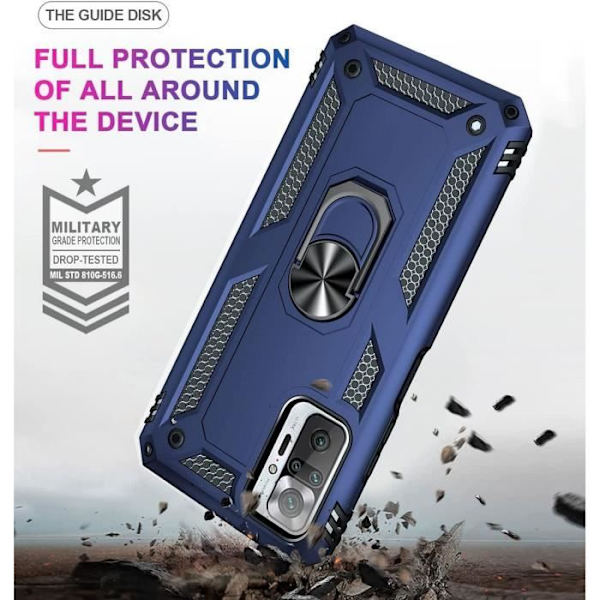 Coque - E.F.CONNECTION - för Redmi Note 10Pro 4G - Metall Stödfäste - Silikonram - Stöttålig Blå Blå