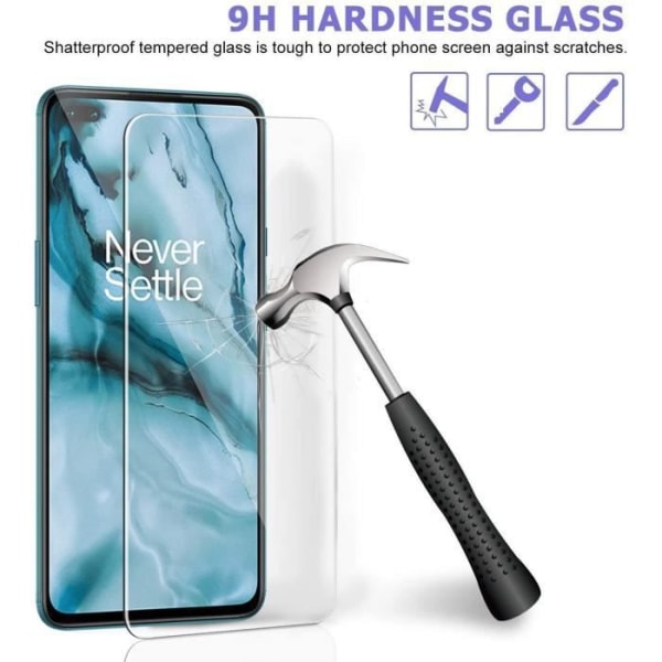 Glasskärmskydd för OnePlus Nord Okrossbart härdat glas set med [X3] härdat glas