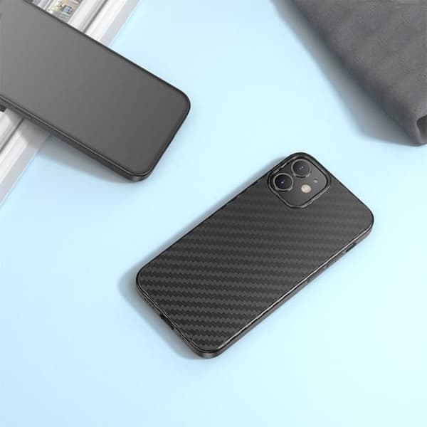 Coque en silicone - E.F.CONNECTION - för iPhone 12 Pro Max - Ultrafin - Stötsäker - Rep-resistant Svart