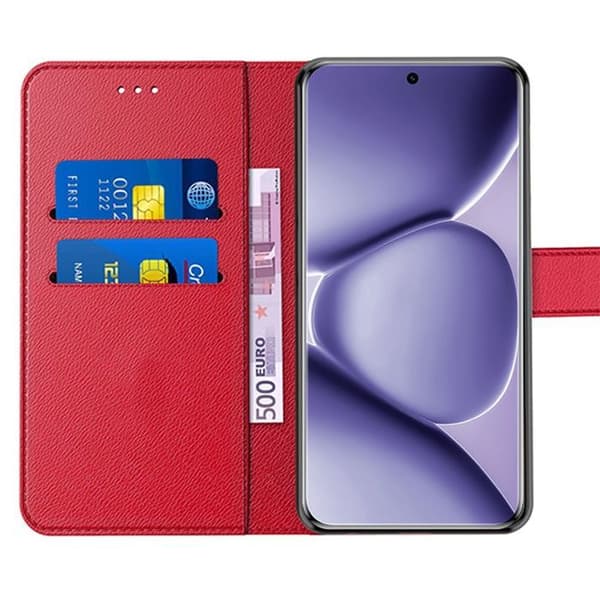 Skyddsfodral för Xiaomi Redmi Note 15 Pro Plus 5G - Repfast Stötsäker Röd Lädereffekt Röd