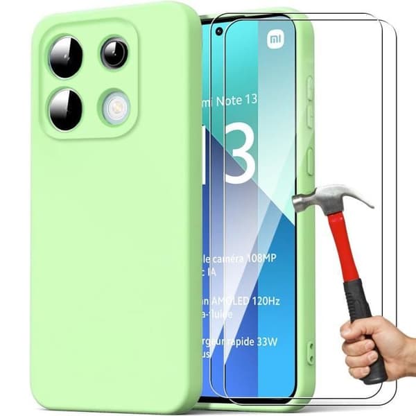 Coque och Tempererade Glas - E.F.CONNECTION - Xiaomi Redmi Note 13 4G - Ultra Slim - Stötsäker - Rep-resistant Grön