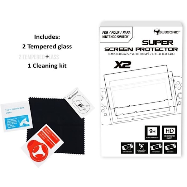 2 härdat glasskydd för SWITCH-skärm - SUBSONIC
