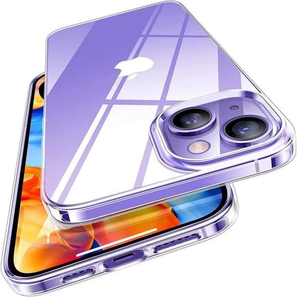 Coque TPU - Transparent - för iPhone 14 Plus - Stöttålig - 3 Härdat Glas - 2 Objektivskydd Transparent
