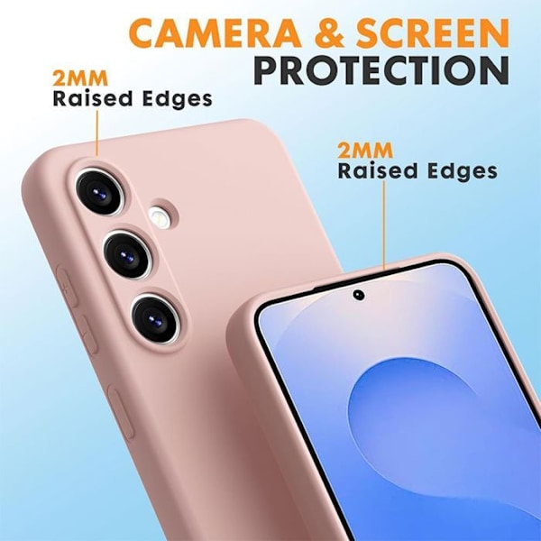 Coque + 2 Glas Ramt til Xiaomi Redmi Note 14 4G (ikke til 5G) Beskyttelse Silikone Liquid Slim Blød Mat Rose Rosa