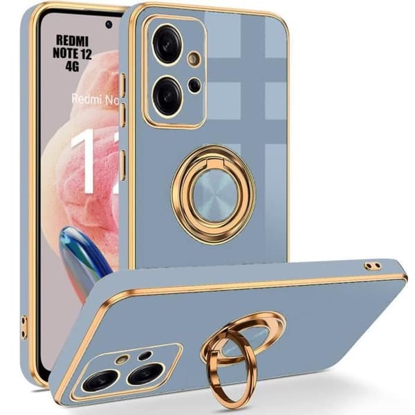 Coque - E.F.CONNECTION - För Xiaomi Redmi Note 12 4G - Stötsäker - Ultra Tunn - Rotationsring Stöd Blå