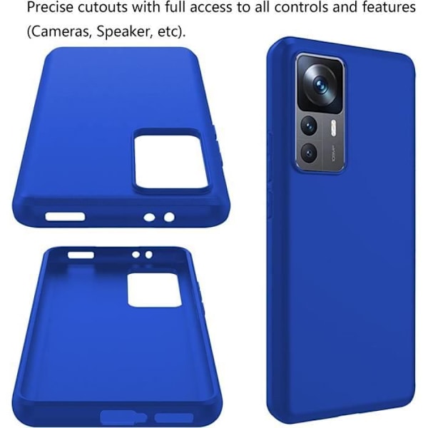 Coque för Xiaomi 12T - E.F.CONNECTION - Mjuk Silikon - Blå - 2 Härdat Glas Blå