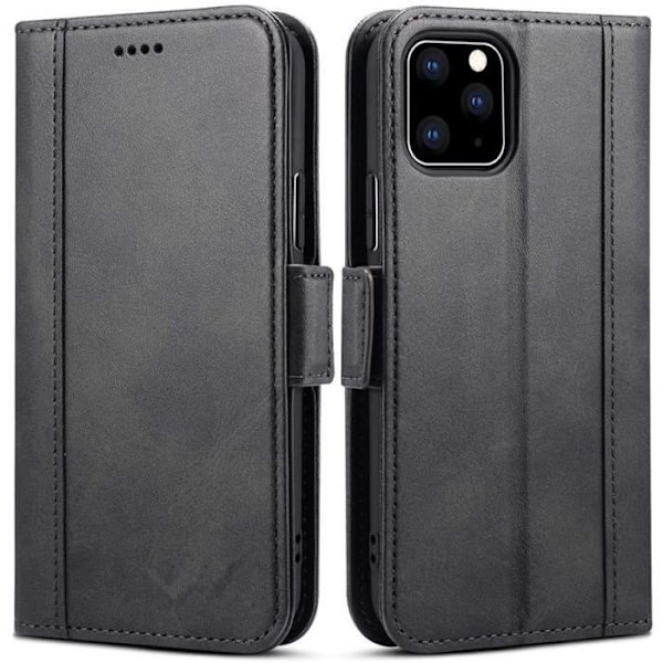 iPhone 11 Pro Max (6,5") Flip-etui, Premium 360° fuld beskyttelse med kortslot - sort
