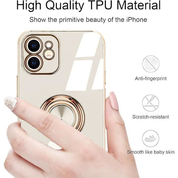 Skyddsfodral för iPhone 13 - E.F.CONNECTION - Vit - Mjukt - Mjukt silikonfodral - Guldkant - Vanligt Vit