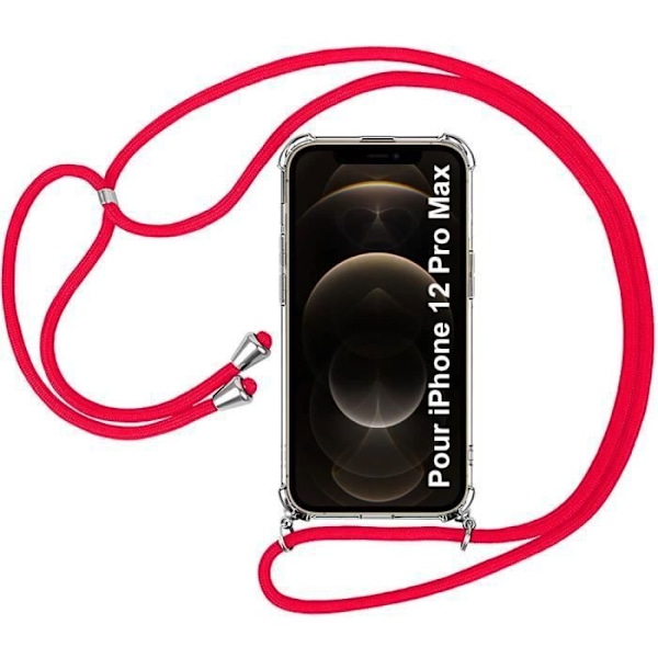 Beskytteregcase - E.F.CONNECTION - iPhone 12 Pro Max - Blød - Gennemsigtig-Rød - Stødabsorberende Transparent-Röd
