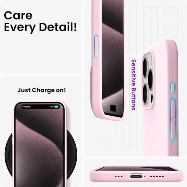 Coque - E.F.CONNECTION - för iPhone 15 Pro Max - Ultra Slim - Antiglida - Flexibel Rosa