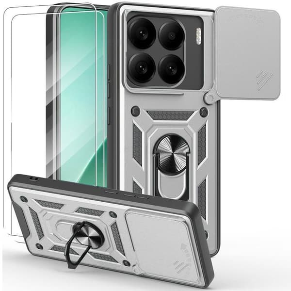 Skyddsskal - E.F.CONNECTION - för Xiaomi 15 Pro - Stötsäker - Silver - Glidande kamerastöd Silver