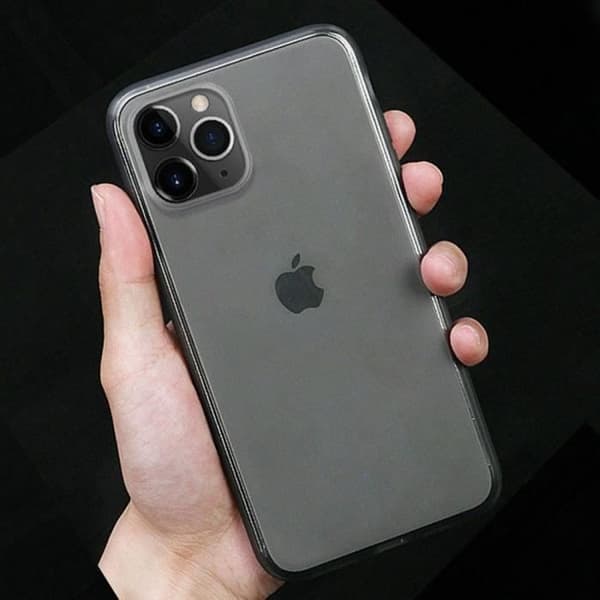 Coque och Härdat Glas - E.F.CONNECTION - för iPhone 12 Pro Max - Mjuk Silikon - Stötsäker - Halvtransparent Grå Grå