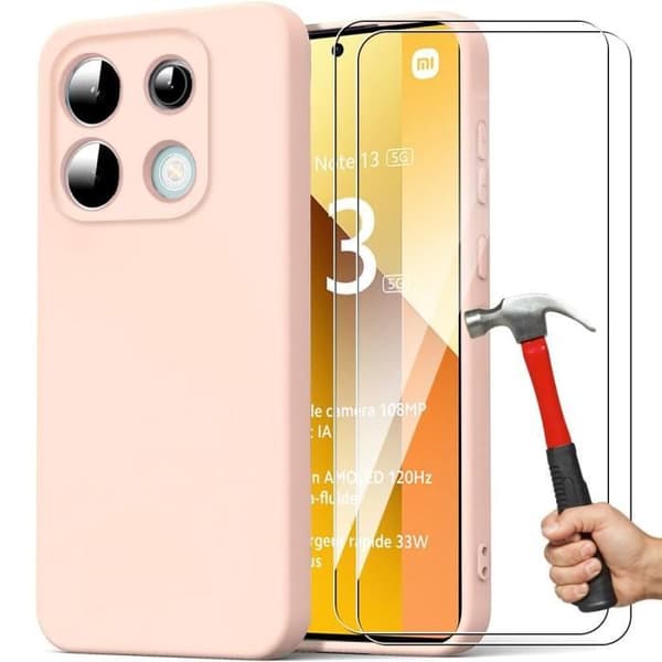 Coque Silicone - E.F.CONNECTION - För Xiaomi Redmi Note 13 5G - Slim Antichock Skydd - Repmotståndig - Rosa Rosa