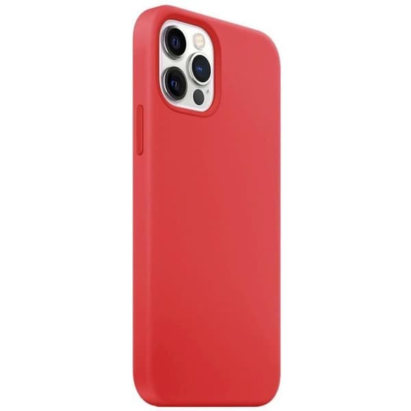 Coque Silicone Liquide - E.F.CONNECTION - för iPhone 12 Pro - Stöttålig - Härdat Glas - Röd Röd