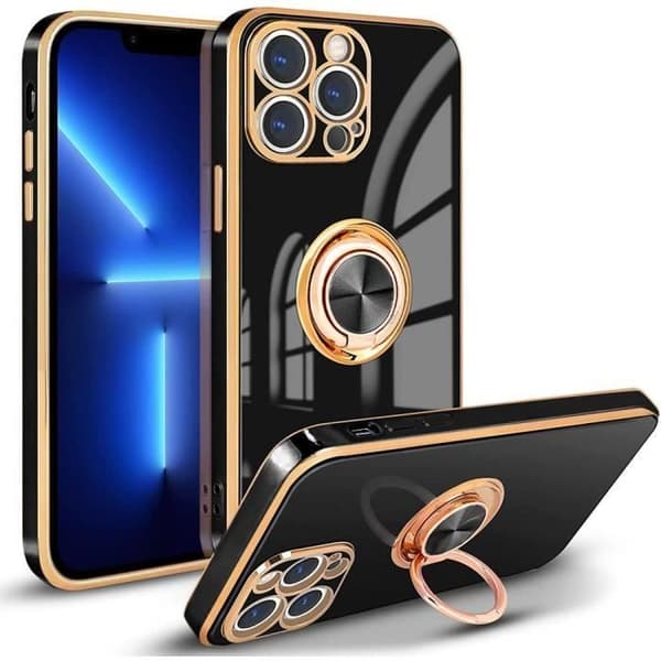 Skyddshölje - E.F.CONNECTION - för iPhone 13 Pro - Flexibel - Lyx TPU - Stötsäker - Repfria Svart