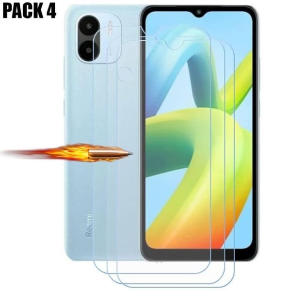 Härdat glas för Redmi A1/A2 - 4 delar - Transparent skyddsglas Transparent