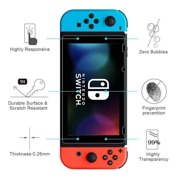 Skärmskydd för Nintendo Switch, [2-pack] Skyddsfilmer av klart härdat glas, 3D Touch-kompatibel och hård