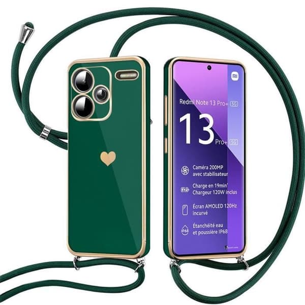 Coque - E.F.CONNECTION - för Xiaomi Redmi Note 13 Pro+ 5G - Stötsäker - Silikon - Mörkgrön Mörkgrön