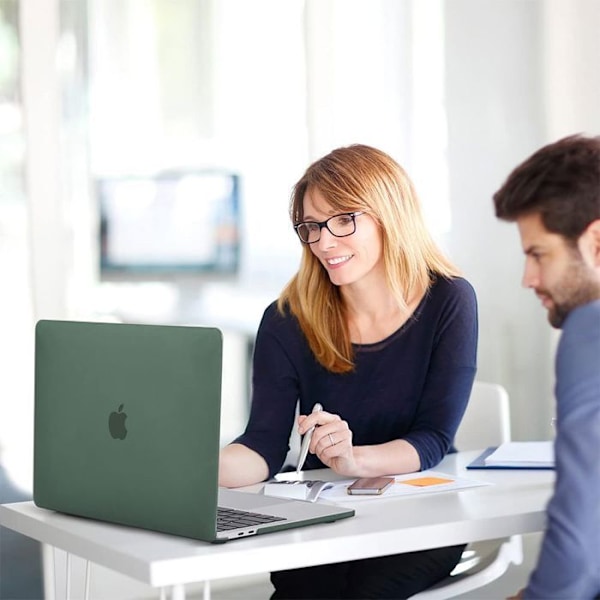 Skal för MacBook Air 15 Tum M4 M3 M2 2025 2024 2023, Hård Stötsäker Antislip Halvgenomskinlig Mörkgrön Nattgrönt