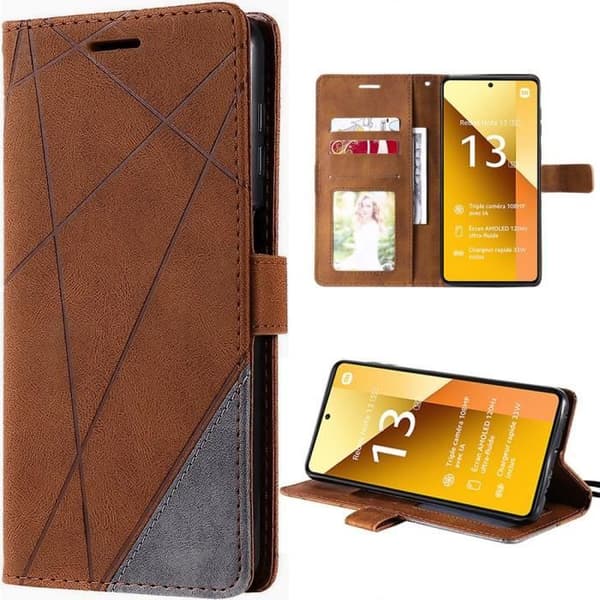 Fodral - E.F.Connection - för Redmi Note 13 5G - PU-läder - Magnetisk - Vintage - Brun brun