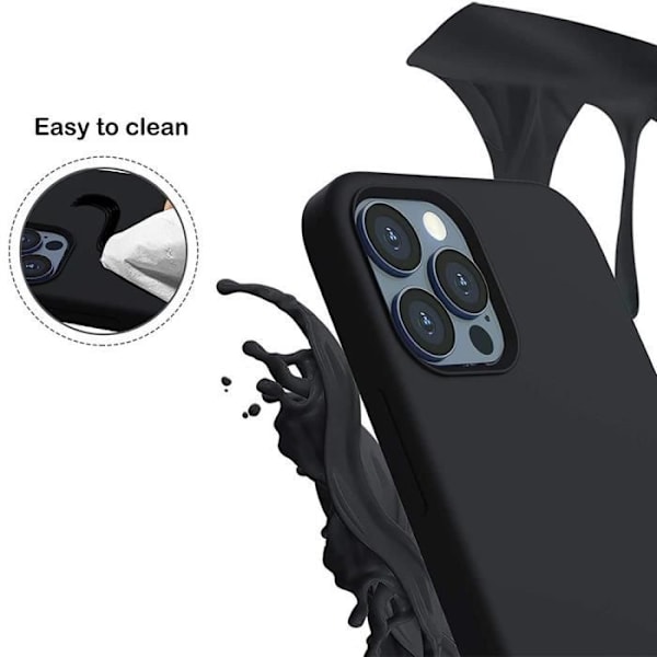 Cover til iPhone 13 Pro (6,1") sort silikone tynd og 2 hærdet glas skærmbeskytter E.F. Connection Svart