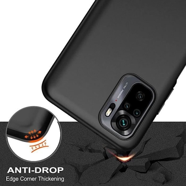 Skyddsfodral för Redmi Note 10 4G - E.F.CONNECTION - Mjuk silikon - Svart - Härdat glas Svart