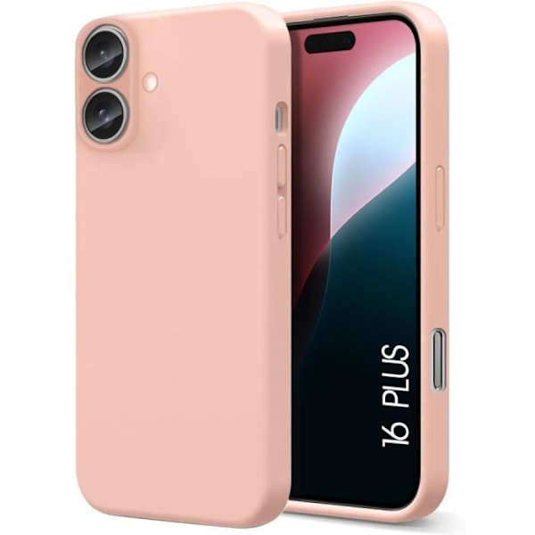 Coque - EF CONNECTION - för iPhone 16 Plus - Flytande silikon - Stöttålig - Slim - Mattsvart Rosa