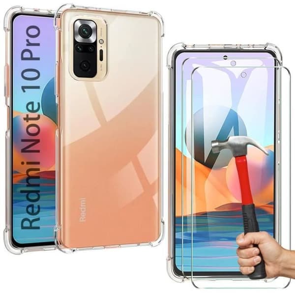Skyddsskal - E.F.CONNECTION - för Redmi Note 10 Pro 4G - Förstärkt kant - Härdat glas - Stötresistant Transparent