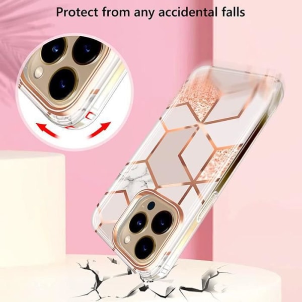 Cover til iPhone 14 Pro Max + 2 hærdede briller, slankt og elegant stødsikkert TPU-cover Pink Rosa