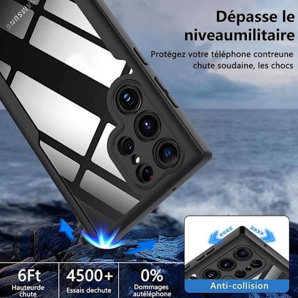 Fodral till Samsung Galaxy S23 Ultra Black Rigid Anti-Scratch 360 graders helkroppsskydd Solid Svart