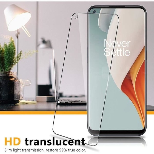 Lot -3 härdat glas för One Plus Nord N100 (6,52") Antispårfilmer härdat glas Svart fönstersäkert skydd Transparent