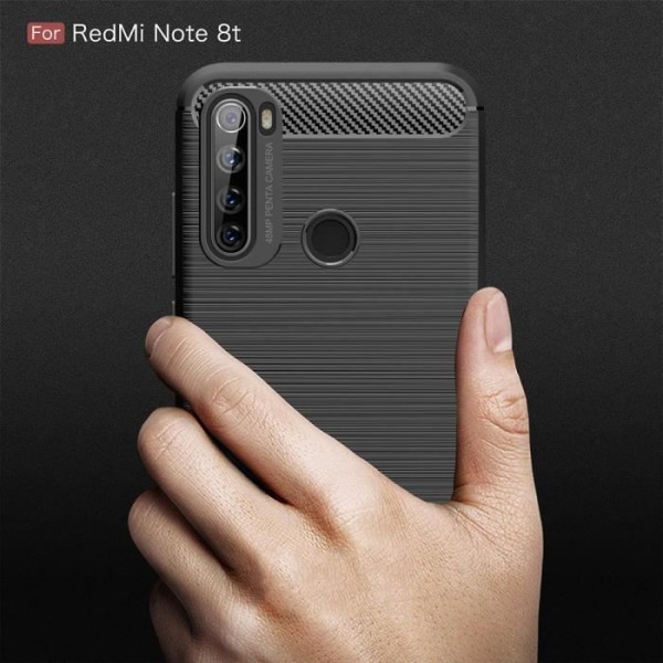 Xiaomi Redmi Note 8T-fodral Kolfiberfjädrande TPU-skyddsfodral för Xiaomi Redmi Note 8T - Svart sort