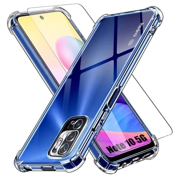 Skyddsfodral - E.F.CONNECTION - Redmi Note 10 5G - Stötsäker - med Härdat Glas - Transparent Transparent