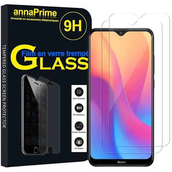 Til Xiaomi Redmi 8A 6.2": Parti - Pakke med 2 skærmbeskytterfilm af hærdet glas