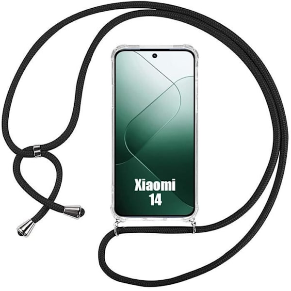Coque til Xiaomi 14 - Xiaomi - Forstærket Beskyttelse - TPU Stødabsorberende - Let Snor - Gennemsigtig Transparent, svart