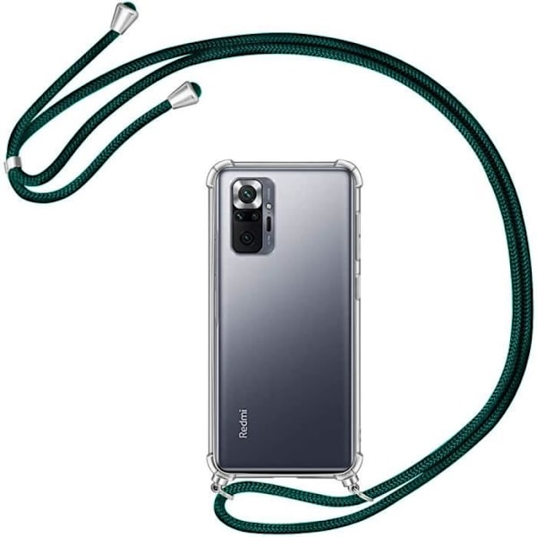 Etui til Redmi Note 10 Pro 4G (6,67") Transparent forstærket hjørne tynd beskyttelse Forstærkede hjørner blødt med ledning midnatsgrøn Transparent-midnattsgrön