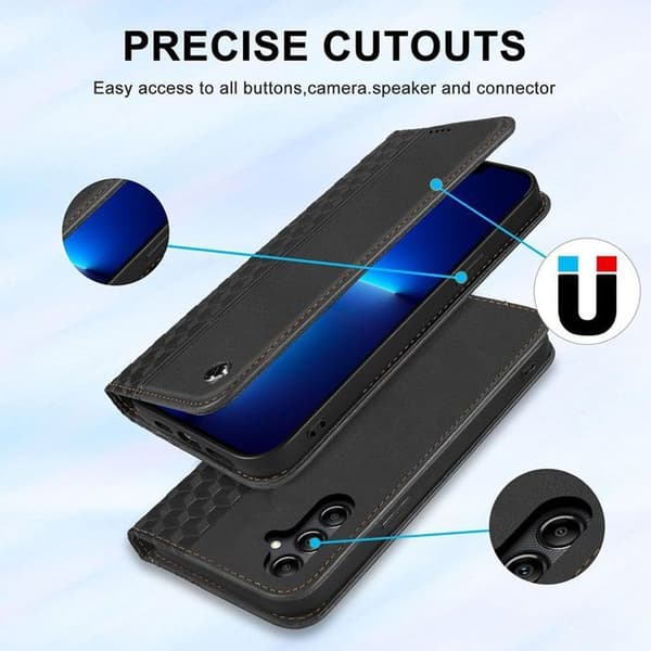 Skyddsfodral för iPhone 17 Pro Max, Anti-rep Protection Effek Läder Blå Marin + 2 Härdade Glas Svart