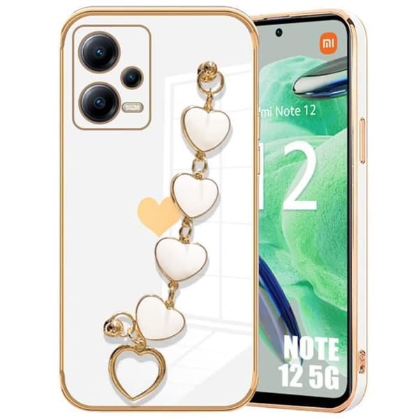Coque - Xiaomi - Redmi Note 12 5G - Stötsäker - Repfria - Vit Hjärtmönster Vit