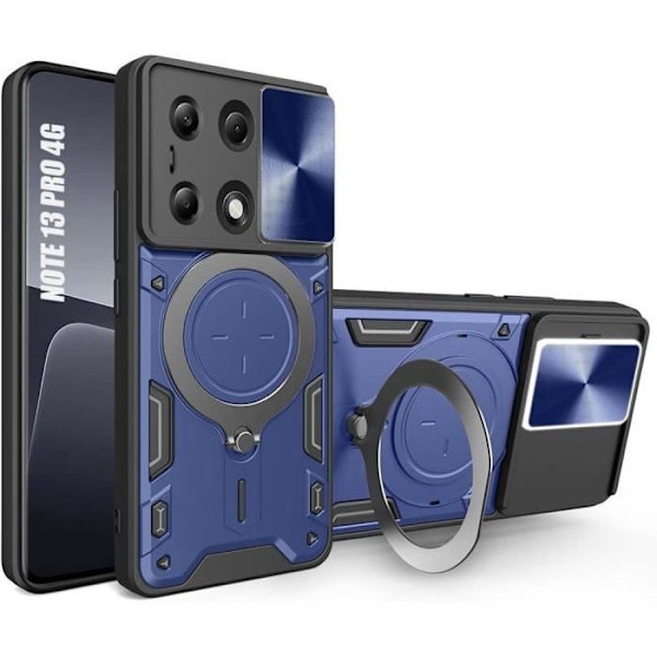 Coque - E.F.CONNECTION - För Xiaomi Redmi Note 13 Pro 4G - Stöttålig - Ringfäste - Objektivskydd marinblå