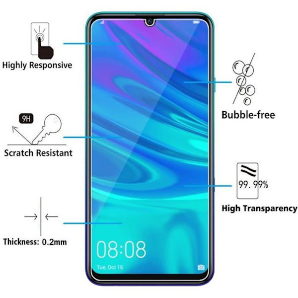 För Huawei P Smart+ (2019)/ P Smart Plus 2019 6,21": 3-pack skärmskydd i härdat glas TRANSPARENT