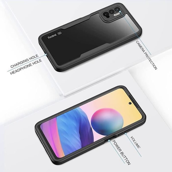 Fodral för Redmi Note 10 5G (6,5") helkropps hårdförstärkt kant 360 graders anti-skrapskydd
