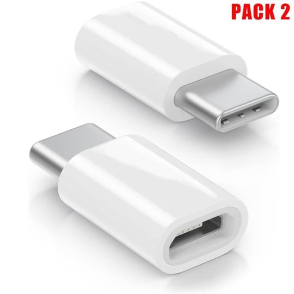 Set med 2 USB Typ-A hona till typ-C hane-adapter Vit kontakt