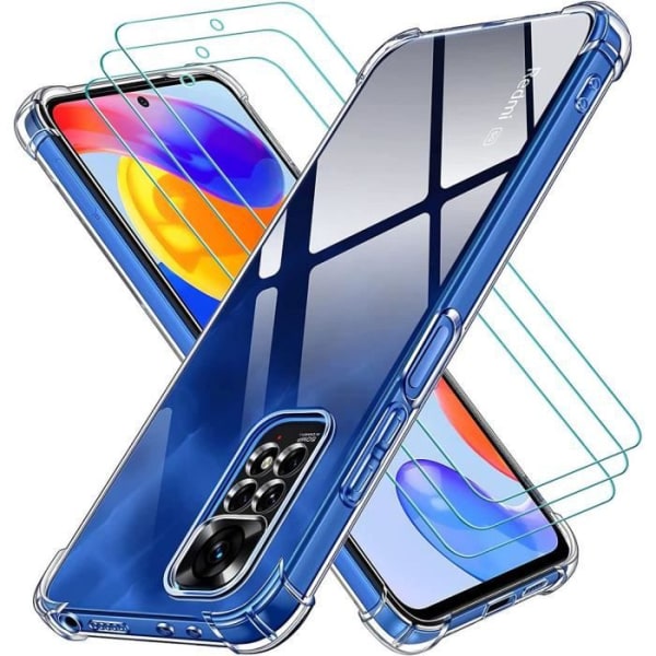 Transparent fodral för Redmi Note 11 Pro Stötsäker + 2 härdade glasögonskydd