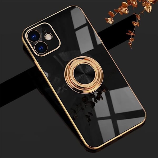 Ringfodral för iPhone 12 (6,1") Svart Lyxigt, Stötsäkert, modemjukt TPU Svart