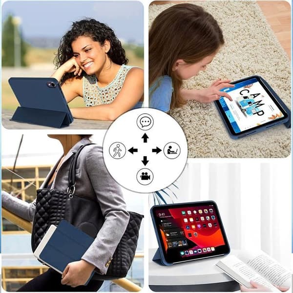 Coque + Härdat Glas - för iPad A16 - 11 tum - Skydd - Justerbart Stöd - Mörkblå marinblå