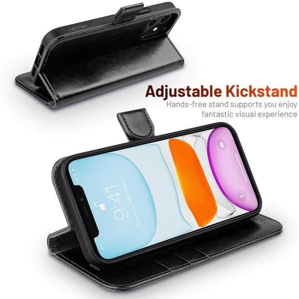 Coque - E.F.CONNECTION - för iPhone 13 Mini - Svart läderlook - Mjuk - Retro Svart