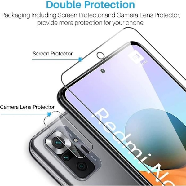 Sort TPU etui til Redmi Note 10 Pro - E.F. CONNECTION - Blødt - Silikone + Hærdet glas Svart, klar